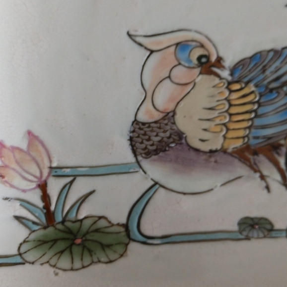 !! SOLD !! Qianlong Mark Chinese Dish Tray Mandarin Ducks - Picture 7 of 12